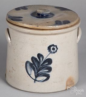Stoneware lidded crock, 19th c.