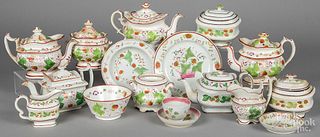 Collection of strawberry pattern pearlware.