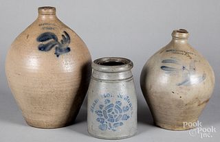 Two New York ovoid stoneware jugs, 19th c.