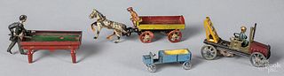 Three tin lithograph penny toys