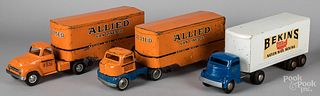 Two Tonka pressed steel tractor trailers