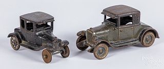 Two Arcade cast iron cars