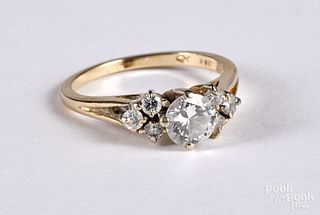 Baume 14k gold and diamond ring, size 6