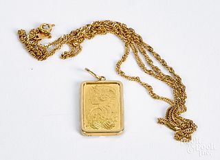 21K gold necklace, 3.4 dwt.