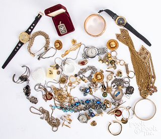 Costume and silver jewelry, wristwatches, etc.