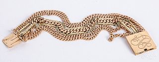 14K gold seven chain bracelet, 33 dwt.
