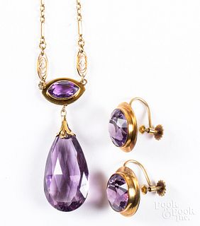 14K yellow gold and amethyst necklace