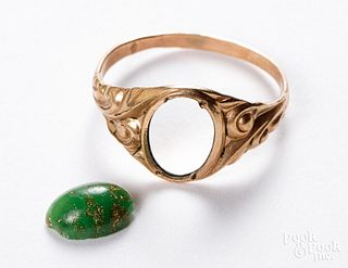 14K gold ring, 1.2 dwt and a loose gemstone