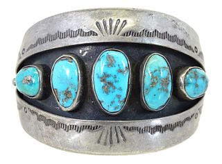 Navajo Turquoise & Sterling Silver Cuff