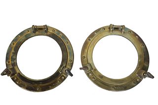 Pair of Brass Submarine Window Portholes