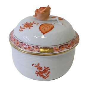 Herend Chinese Bouquet Rust Porcelain Lidded Sugar