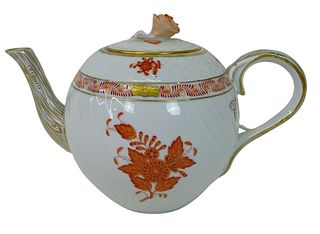 Herend Chinese Bouquet Rust Porcelain Teapot