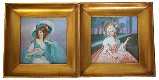 Pair of Decal Decorated Porcelain Frames
