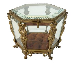 French Gilded Ormolu & Beveled Glass Vanity Box