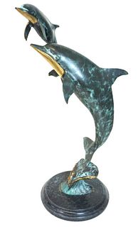 Robert Wyland Style Polychrome Dolphin Bronze
