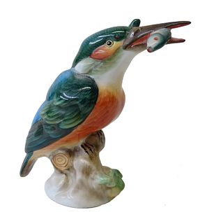 Herend Porcelain Kingfisher Bird Figurine