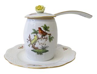 Herend Rothschild Bird Porcelain Sugar with Ladle