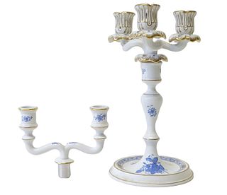 Herend Chinese Bouquet Blue Porcelain Candelabra