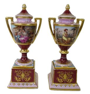 Pair of Royal Vienna Style Gold Gilt Vases
