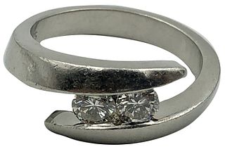 Platinum and DIamond Bypass Style Ring Size 8 Appr