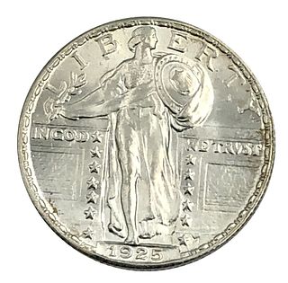 1925 Gem BU Stamding Liberty Quarter Coin