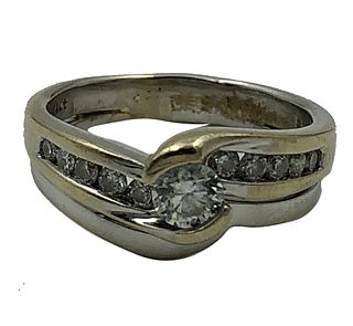 14K White Gold and Dimaond Wedding Set Ring Size 6