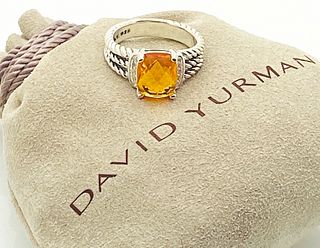 DAVID YURMAN  CITRINE DIAMOND PETITE WHEATON RING