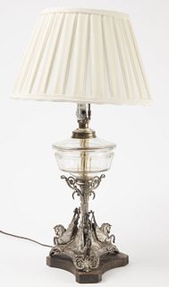Lamp Base with Silvered Winged Horses