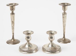 Two Pairs of Sterling Candlesticks