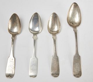 Four Antique Coin Silver Spoons