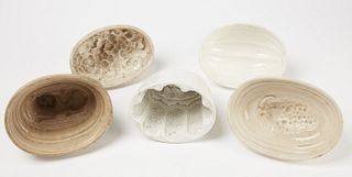 Five Ironstone Food Molds- one with LION