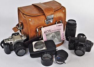 Group of 2 Canon EOS Cameras and Accessories