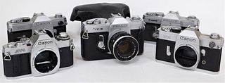 Group of 5 Canon 35mm SLR Camera Bodies