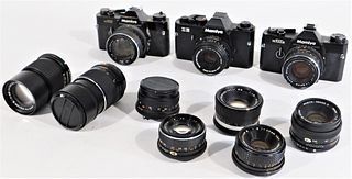 Group of Mamiya 35mm SLR Cameras