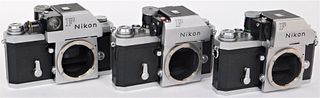 Group of 3 Nikon F type 35mm SLR Camera Bodies