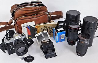Nikon FG 35mm SLR Camera with Bag and Accessories
