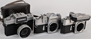 Group of 3 Nikkor Nikkorex SLR Cameras
