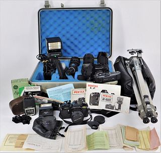 Group of 2 Pentax Cameras and Accessories