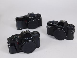 Group of 3 Pentax 3-Series 35mm SLR Camera Bodies