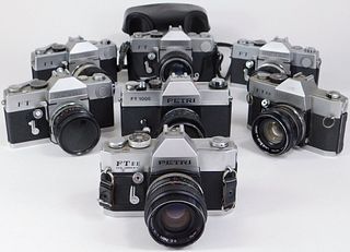 Group of 7 Petri SLR Cameras
