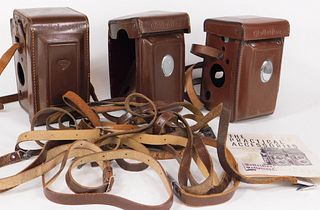 Group of 3 Rolleiflex Leather Cases and Straps