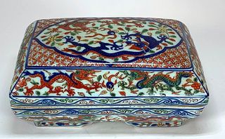 Ming Wan Li Style Covered Porcelain Box