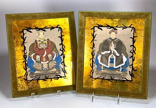 Pair of Handcolored Lithographs, Chinese Ancestor