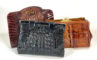 Three Vintage Alligator Handbags