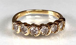 Ladies Gold and Diamond Anniversary Band Ring