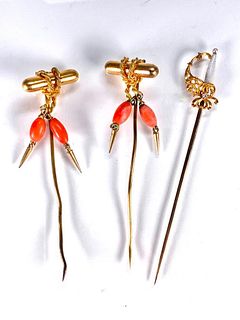 Three Antique Hat Pins