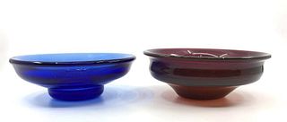 Two Dominic Labino Art Glass Bowls