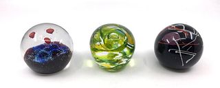 Peter Holmes Glass Paperweight and Two Others