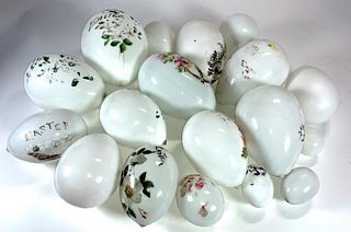 Large Lot of Victorian Blown Glass Easter Eggs