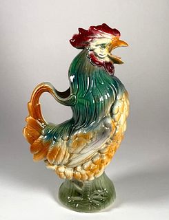 A St.Clement Majolica Rooster Pitcher